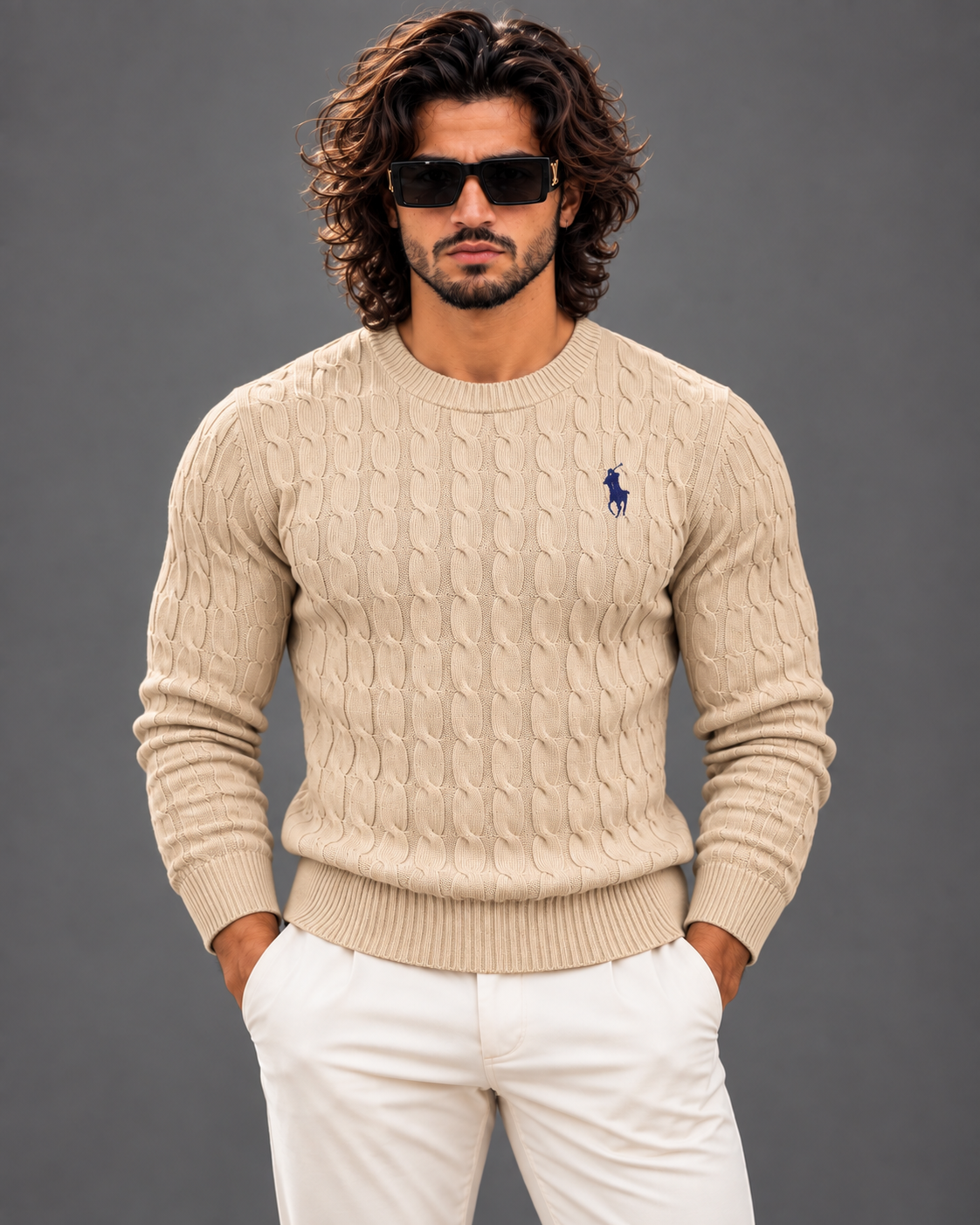 Polo Ralph Lauren cable knit sweater in cream, photo 2